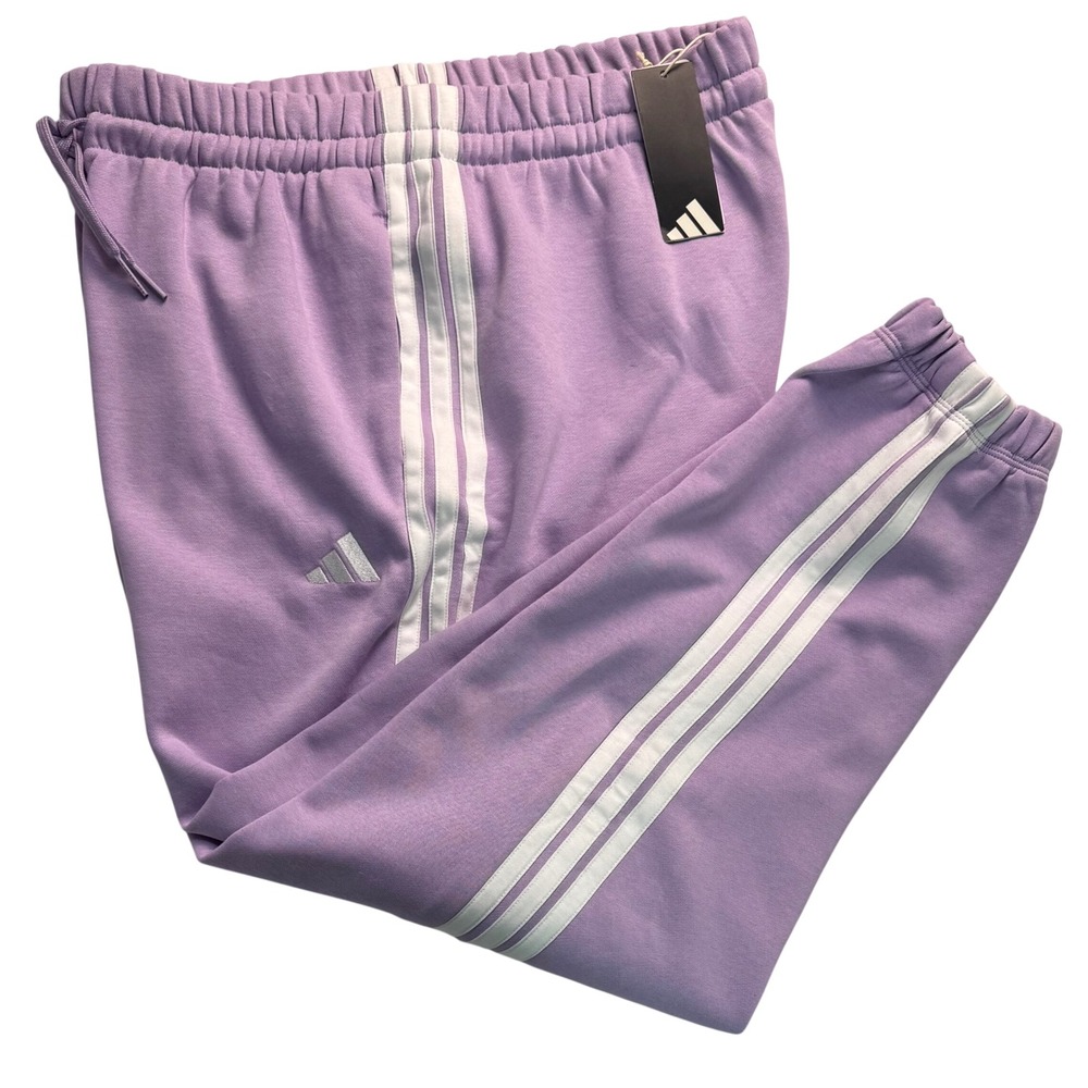 Adidas Womens Essentials 3-Stripes Fleece Joggers Powder Plum  XL